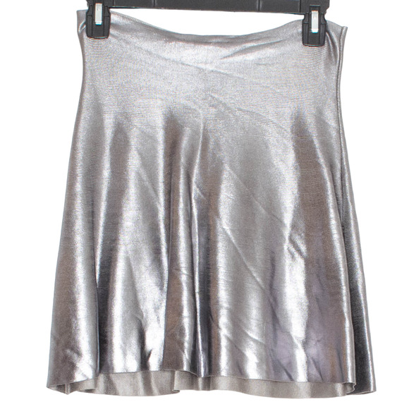 NWT Zara Skirt Minimalist Boho Grunge Y2K Cyberpunk Space Mini Silver Small JB - Picture 4 of 4